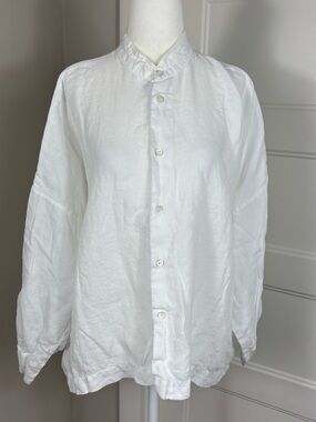Eskandar White Linen Lagenlook Blouse Size 0